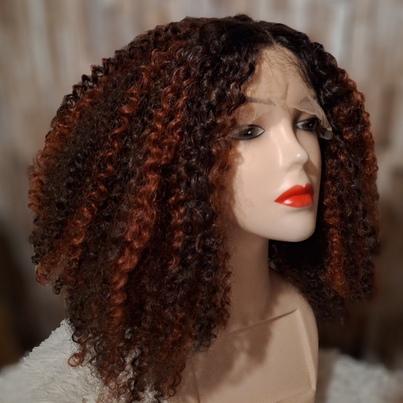 Other - Human hair blend lace front wig off black deep auburn never worn